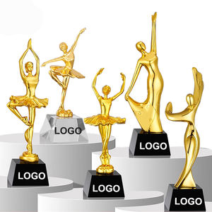 Trofeos y Premios de Baile Personalizados al por Mayor con Logotipo, Base de Resina Acrílica Dorada de Lujo - Product Image 1