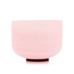 Pembe buzlu 6-12 inç 432hz kuvars kristal şarkı söyleyen kase 7 adet çakra seti CDEFGAB not bej taşıma çantası ile - Product Image 3