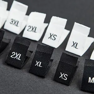 Label ukuran kain putih satin anyam potongan lurus kaus xs s m l label ukuran tersedia