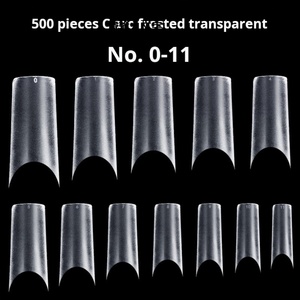 Uñas Postizas Trapezoidales Largas con Diseño de Gota de Agua Esmerilada, Cobertura Completa, Pre-diseñadas, Transparentes, 500 Piezas - Product Image 5