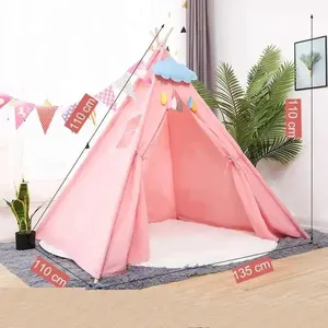 Grand <span class=keywords><strong>tipi</strong></span> tente toile de coton <span class=keywords><strong>Tipi</strong></span> maison enfants maison de jeu en plein air Wigwam jeu maison inde Triangle tente <span class=keywords><strong>chambre</strong></span> décor - Product Image 4