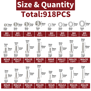 918pcs M2M3M4M5 Hexagonal Nut <strong>and</strong> Bolt <strong>Kit</strong> 304 Stainless Steel Flat Gasket <strong>Electronic</strong> <strong>Modules</strong> <strong>and</strong> <strong>Kits</strong> - Product Image 3
