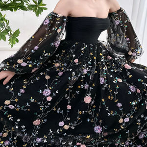 Abito <span class=keywords><strong>da</strong></span> <span class=keywords><strong>sera</strong></span> elegante di fascia alta <span class=keywords><strong>da</strong></span> donna in pizzo multicolore Top con ricamo floreale in vita naturale stile Party - Product Image 5