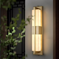 Lampes murales LED en cuivre et marbre de haute qualité, longues et rectangulaires, étanches IP65, pour l'éclairage extérieur de villas, éclairage décoratif