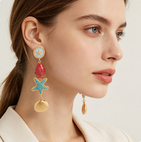 Boucles d'oreilles pendantes en alliage de zinc, thème océan, étoile de mer et coquillage, bijoux de plage d'été pour femme, cadeau