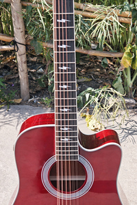 <span class=keywords><strong>Guitarras</strong></span> Electroacústicas de 12 Cuerdas de Alta Calidad con Acabado Brillante Hechas a Mano de la Marca Aiersi, Color Rojo Vino, con Pastilla 7545 - Product Image 5