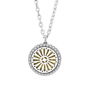 Collier avec pendentif arbre de vie en acier inoxydable, aromathérapie, bijoux avec diamant - Product Image 3