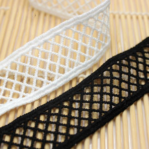 Offres Spéciales grille dentelle maille lait soie dentelle garnitures légèreté doux blanc noir bricolage à la main fille vêtement robe - Product Image 1