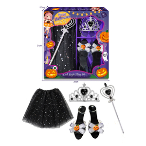 Pumpkin Tulle <strong>Tutu</strong> <strong>Skirt</strong> <strong>Shoes</strong> Crown Magic Wand Carnival Halloween Party Accessories Dress up Set Toy for Girls Role Playing