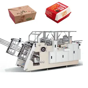 Machine de fabrication de boîte à lunch en papier à grande vitesse entièrement automatique Machine à ériger de boîte à hamburger en papier
