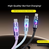 Cable de Carga para Auto Tipo-C, Cable de Datos Luminoso de Carga Ultra Rápida, Cable de Datos Trenzado de 100W con Luz Indicadora