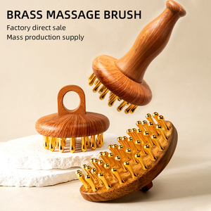 <span class=keywords><strong>Masseur</strong></span> en cuivre à manche en bois, brosse de massage des méridiens, tête de massage des méridiens, jambes fines, ventre, cuir chevel, outil de relaxation pour tout le corps - Product Image 2