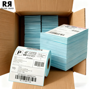 Étiquettes thermiques adhésives personnalisées 4x6 pour bordereaux d'expédition, papier thermique vierge format personnalisé, rouleaux et feuilles d'étiquettes thermiques directes pliées en éventail - Product Image 1