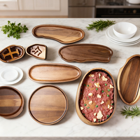 Multifunctionele Natuurlijke Houten Borden Set Voor Het Serveren Van Snacks Desserts Fruit Met Verschillende Vormen Maten Aangepast Logo Beschikbaar