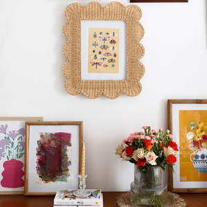 Cadre photo mural <span class=keywords><strong>en</strong></span> <span class=keywords><strong>rotin</strong></span> <span class=keywords><strong>naturel</strong></span> tressé <span class=keywords><strong>en</strong></span> forme de coquille, décorations pour la maison, fabriqué au Vietnam, style vintage - Product Image 4