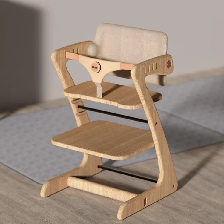 Chaise haute réglable en bois pour enfant, nouveau Style 2023 pour l'alimentation