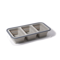 Boîte à lunch pliable en silicone, ensemble de contenants pour la préparation des repas, boîte de rangement alimentaire avec couvercles transparents pour la cuisine, les voyages, passe au micro-ondes