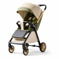 Poussette pliable pour bébé avec poignée réversible, cadre en aluminium et suspension à 4 roues, position assise et inclinable pour 6 à 36 mois