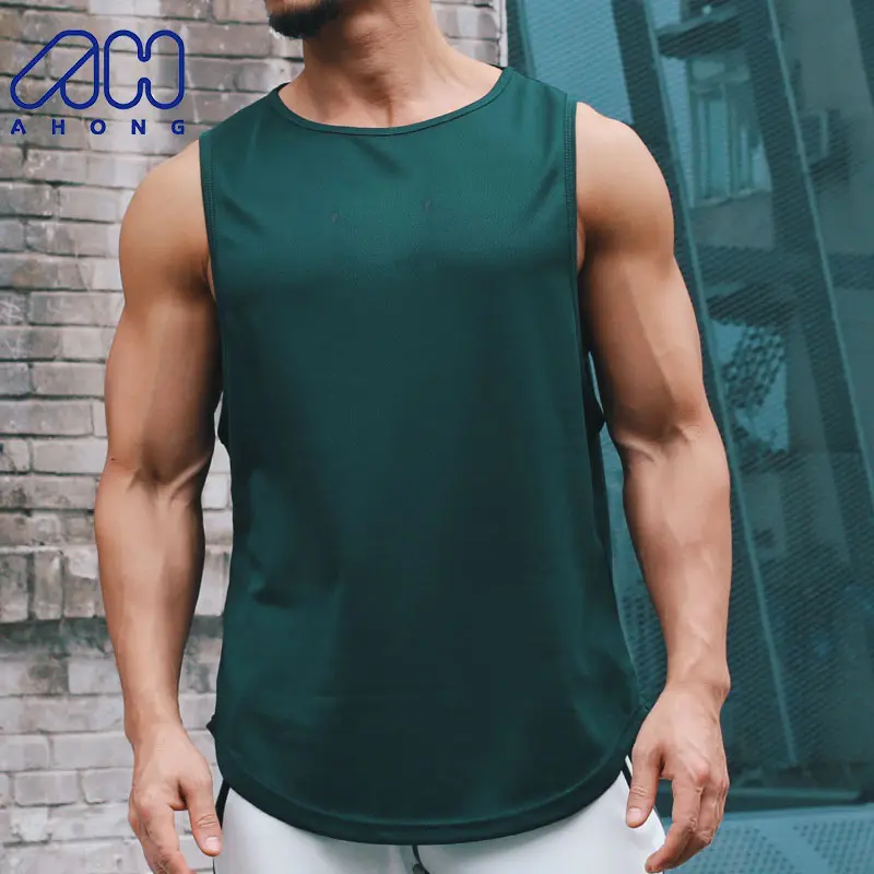 New Custom Men Gym Fitness Wear Men Solid Color Quick Drying T-Shirt Casual Breathable Training Vest Men Sport Tank Top