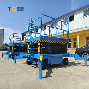 TDER Stock 7 días Envío rápido Mini elevador de tijera semieléctrico 500kg 0,5 toneladas 4 6 8 10 12m <span class=keywords><strong>plataforma</strong></span> de trabajo de elevación de altura - Product Image 4