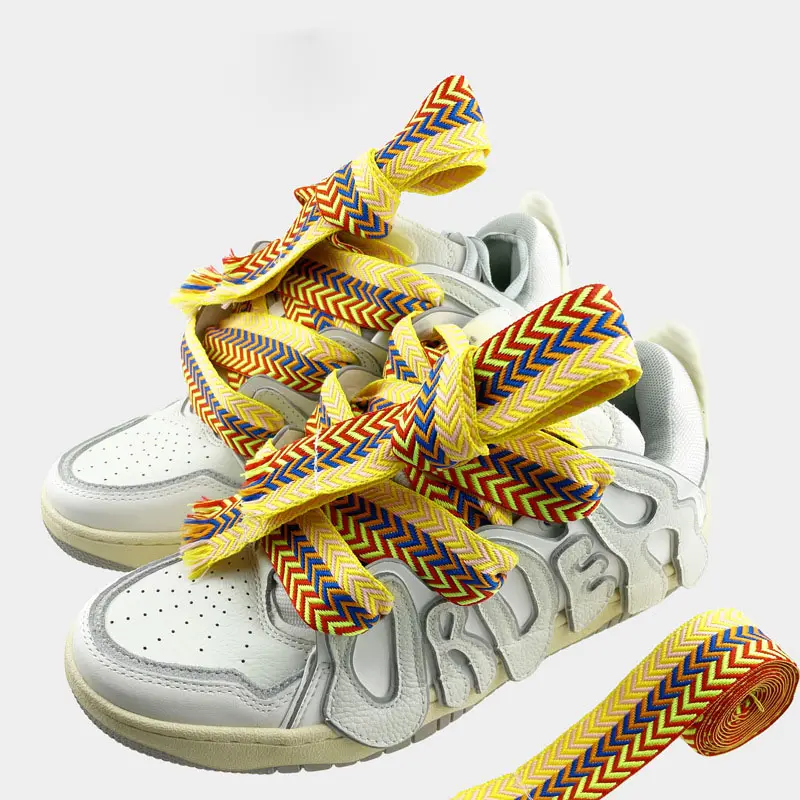 스포츠 깔창에 대한 3cm 와이드 다채로운 유행 짠 다채로운 과장된 신발 로프 신발 끈