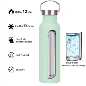 Bouteille d'eau isotherme portable en acier inoxydable 304 sans BPA, haute qualité, avec poignée de transport et couvercle anti-fuite - Product Image 3