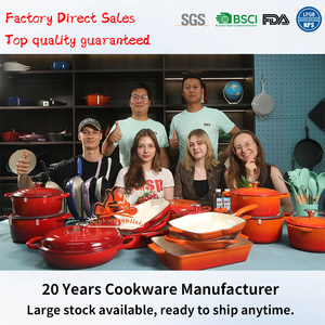 Bộ nồi chảo gang tráng men bán chạy, 11 món, bán buôn, gồm nồi nấu canh, nồi kho, chảo - Product Image 4