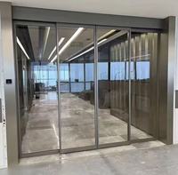 Porte coulissante automatique simple en verre pour devanture de magasin commercial, porte coulissante moderne à simple battant avec ouverture automatique