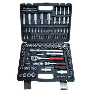 108PCS Socket Wrench Set Hand Tools Kit Tools Set With Hex Ke plastic box 1/4", 1/2" CRV spanner set with ratchet