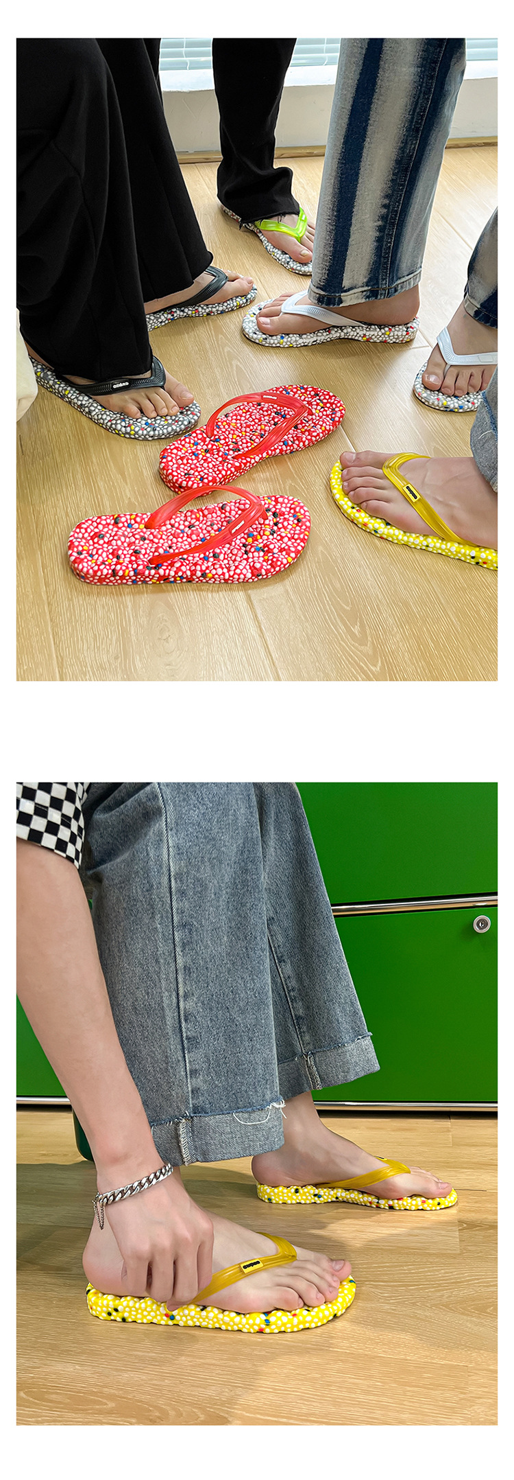 High Pop Real Popcorn PVC Slides Couple Indoor Home Bath Non-slip Flip-flops Slippers