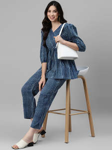 Women <b>Tie</b>-<b>Dye</b> Ankle Length Top With Trouser Half Sleeve Cord <b>Set</b> For Women Cotton Long Jumpsuits Western Dress for Women Stylish - Product Image 1