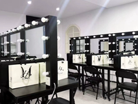 Miroir de maquillage double face professionnel avec éclairage, sur roulettes et mobile, pour salle de formation, studio, théâtre et coiffeuse