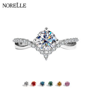 แหวนหมั้นเพชรโมอิสซาไนต์เงินแท้ S925 คุณภาพ VVS สี D น้ำหนัก 1 กะรัต สำหรับผู้หญิง แหวนแต่งงาน แหวนสัญญา แหวนเงินแท้ 925 ประดับเพชรโมอิสซาไนต์ - Product Image 1