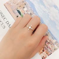 Bijoux en or véritable 9k pour femmes, pour Costume de New York, bagues en forme de fleur, nouveauté 2020