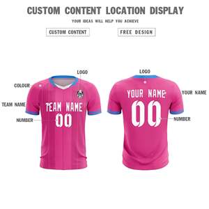 Camisetas/Conjuntos de Fútbol Personalizados con Rayas Clásicas Rosas - Product Image 4
