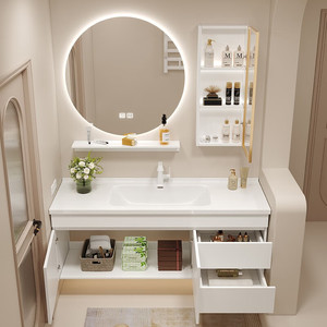 Mueble de baño inteligente con lavabo integrado de cerámica, lavabo simple - Product Image 5