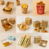 Caja de Papel Kraft Corrugado de Grado Alimenticio para Llevar Comida, con Ventana para Ensaladas y Comidas Rápidas