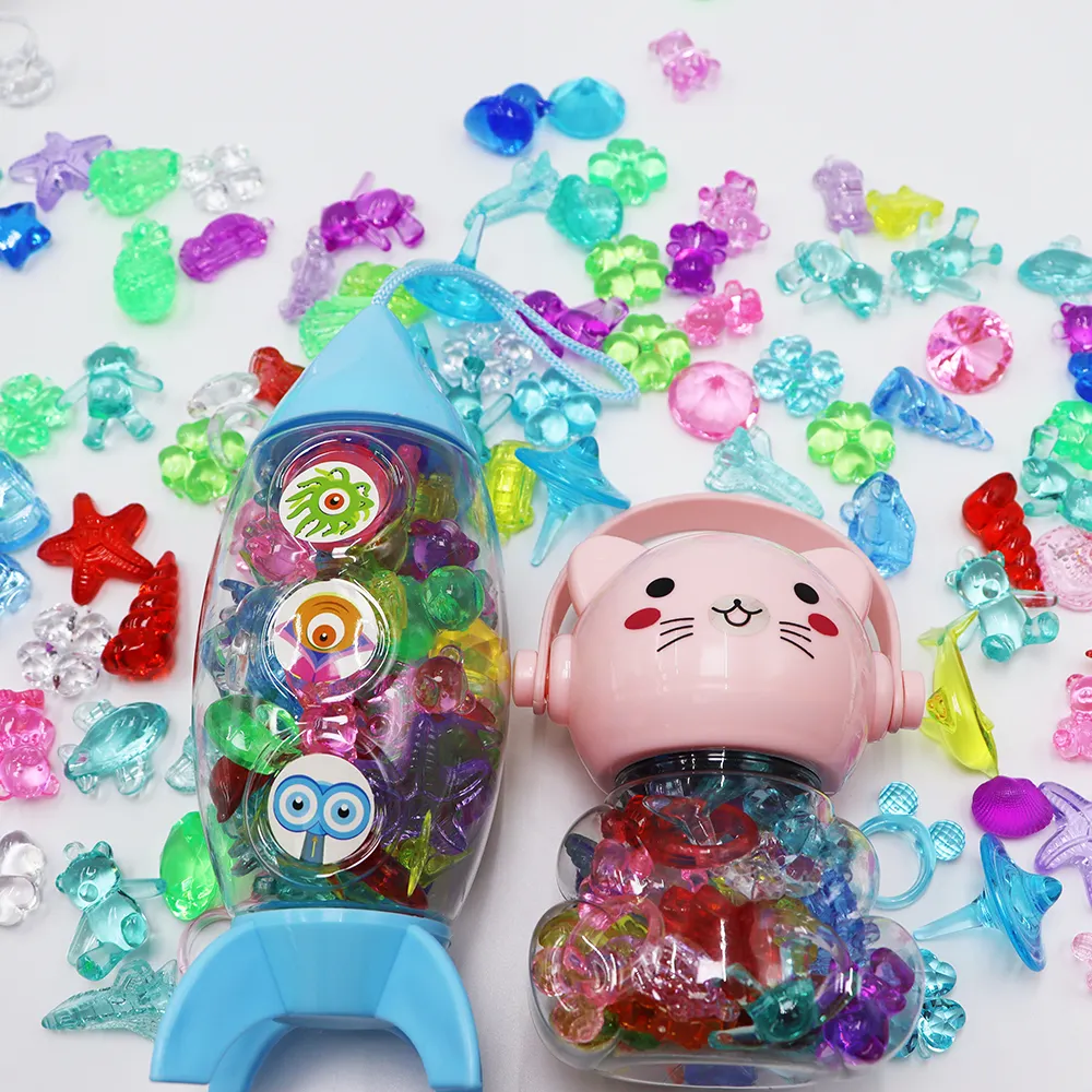 Hongzhi Spinning Tops Mix Artikel Kinder Spielzeug Ringe Großhandel Spielzeug Edelsteine Perlen mit Dosen Cartoon Kunststoff Perlen für Kinder Geburtstag Spielzeug