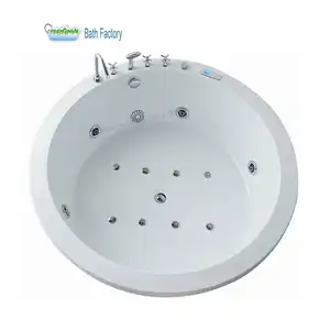 CE马来西亚当代价格便宜嵌入式角亚克力圆形浴缸2人喷射Led双漩涡浴缸