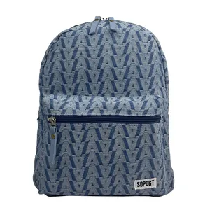 New Products Custom logo Fancy Leisure Backpack Large Capacity Laptop Backpack custom trend ins style couple solid color denim