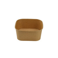 Bol en papier kraft mache avec couvercle, rond ou carré, personnalisé, 30oz, 32oz, 35oz, pour soupe, eau, riz, salade