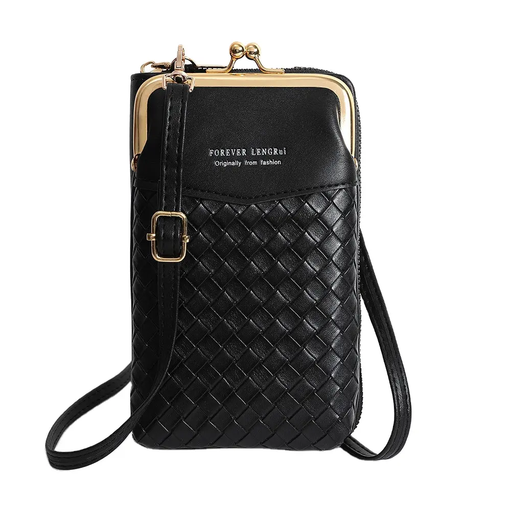 New Style Ladies Mobile Phone Shoulder Bag Mini weave pattern Women's Crossbody Cell Phone Purse Messenger Bags