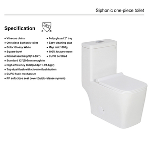 Ovs cupc gốm WC Siphon Đỏ bừng nhà vệ sinh commode vuông một mảnh nhà vệ sinh với bản đồ tuôn ra 1000G chất lượng cao điền vào van - Product Image 5
