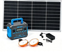 Station d'alimentation portable 384Wh 500W, générateur solaire 110V/220V AC, USB-C PD, charge rapide, lumière LED, batterie de secours pour le camping et les situations d'urgence
