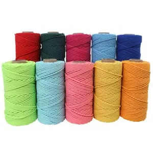 2mm-12mm Three Strands Braided Cotton Rope Macrame Cord Twisted Rope