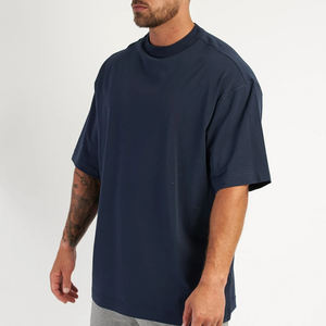 T-shirt de gym personnalisé grande taille impression Premium 100% coton t-shirts à épaules tombantes t-shirts surdimensionnés à col rond pour hommes - Product Image 5