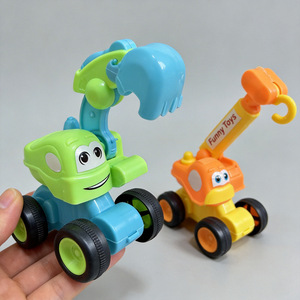 Jouet d'excavatrice mignon version Q pour enfants de 2 à 4 ans, véhicule de construction en plastique avec bras et roues mobiles, ensemble de jeu unisexe - Product Image 1