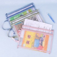 Sac en filet transparent de grande capacité Xinyi Art, portable, double fermeture éclair, format A4, sac de tri de documents avec filet en nylon, logo personnalisé
