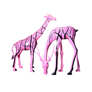 Creativo doodle resina giraffa Park scultura a grandezza naturale decorazione domestica africana giraffa scultura artigianale - Product Image 6