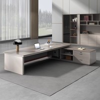 Combinaison table et chaise de bureau en PVC au design minimaliste moderne avec quincaillerie de haute qualité pour usage commercial - Ensemble de mobilier de bureau de direction